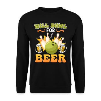 Bowling Shirt Will Bowl for Beer Bierfan - Unisex Sweatshirt - black - Front - Alina (178cm) & Michal (187cm)