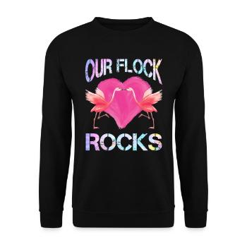 Flamingo Girl Our Flock Rocks Flamants roses - Sweat-shirt Unisexe - noir - Devant - Alina (178cm) & Michal (187cm)