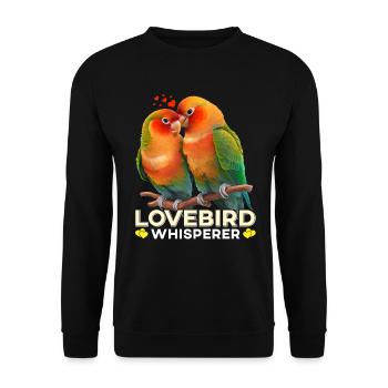 Lovebird Whisperer Bird Lover - Unisex Sweatshirt - black - Front - Alina (178cm) & Michal (187cm)