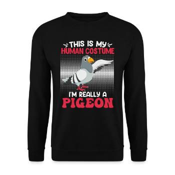 Pigeons Ceci est mon costume humain Je suis un pigeon - Sweat-shirt Unisexe - noir - Devant - Alina (178cm) & Michal (187cm)