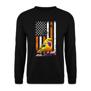 Canaries USA America Bird Lovers - Unisex Sweatshirt - black - Front - Alina (178cm) & Michal (187cm)