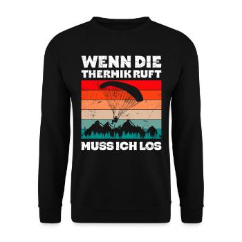 Paraglider Wenn die Thermik ruft Muss ich Los - Unisex Pullover - Schwarz - Vorne - Alina (178cm) & Michal (187cm)