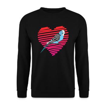 Piepmatz I love Budgies Wellensittich Vogelhalter - Unisex Pullover - Schwarz - Vorne - Alina (178cm) & Michal (187cm)