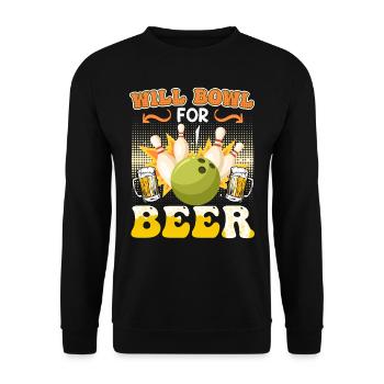 Bowling Shirt Will Bowl for Beer Bierfan - Unisex Sweatshirt - black - Front - Alina (178cm) & Michal (187cm)