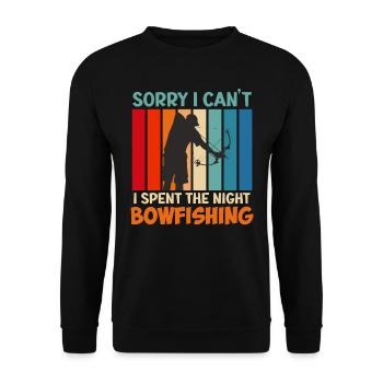 Bogenfischen I spent the night Bowfishing - Unisex Pullover - Schwarz - Vorne - Alina (178cm) & Michal (187cm)
