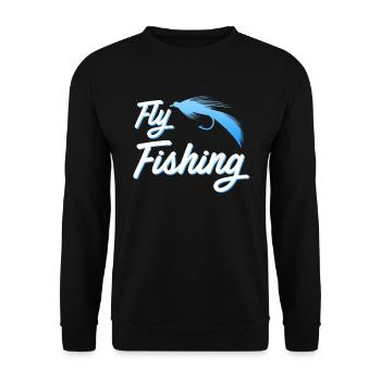 Fligenfischen Fischjagd Angeln Fliegenfischer - Unisex Pullover - Schwarz - Vorne - Alina (178cm) & Michal (187cm)