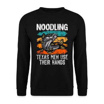 Flathead Noodling Real Men use their hands - Unisex Sweatshirt - black - Front - Alina (178cm) & Michal (187cm)
