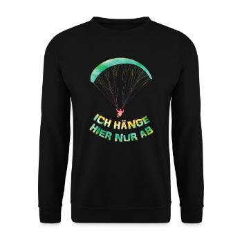 Gleitschirmflieger Ich Hänge hier nur Ab - Unisex Pullover - Schwarz - Vorne - Alina (178cm) & Michal (187cm)