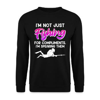 Speerfischen Not just Fishing for Compliments - Unisex Sweatshirt - black - Front - Alina (178cm) & Michal (187cm)