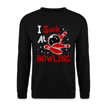 Chemise Bowling Lustig I Suck at Bowling Bowlen - Sweat-shirt Unisexe - noir - Devant - Alina (178cm) & Michal (187cm)