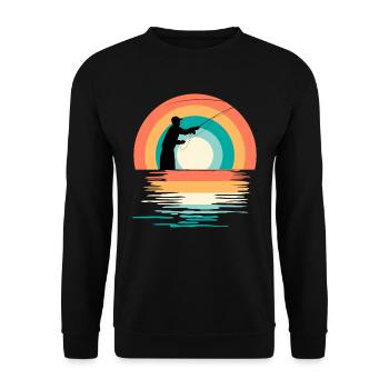 Flyfishing Follow the River Fliegenangler - Unisex Pullover - Schwarz - Vorne - Alina (178cm) & Michal (187cm)