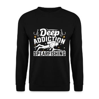 Speargun Fishing Deep Addiction Spearfishing - Unisex Sweatshirt - black - Front - Alina (178cm) & Michal (187cm)