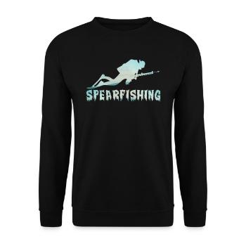 Spearfisher Spearfishing Fish Hunt with Harpoon - Unisex Sweatshirt - black - Front - Alina (178cm) & Michal (187cm)