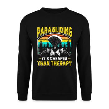 Paragliding Cheaper Than Therapy Gleitschirmflug - Unisex Pullover - Schwarz - Vorne - Alina (178cm) & Michal (187cm)
