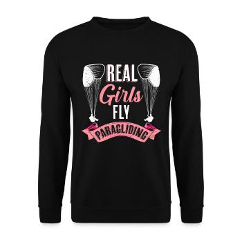 Paraglider Women Real Girls Fly Paragliding - Unisex Sweatshirt - black - Front - Alina (178cm) & Michal (187cm)