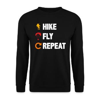 Paraglider Hike Fly Repeat Mountaineering - Unisex Sweatshirt - black - Front - Alina (178cm) & Michal (187cm)
