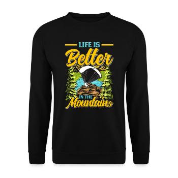 Paraglider Life is Better in the Mountains - Unisex Sweatshirt - black - Front - Alina (178cm) & Michal (187cm)