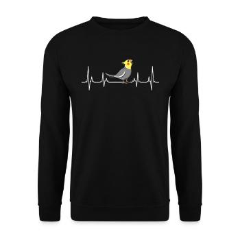 Nymphensittich Herzklopfen Vogelliebhaber Sittich - Unisex Pullover - Schwarz - Vorne - Alina (178cm) & Michal (187cm)
