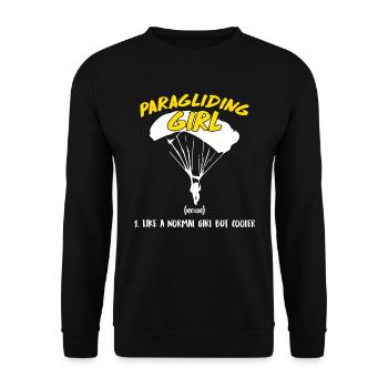 Paragliding Girl Gleitschirmflieger Frauen - Unisex Pullover - Schwarz - Vorne - Alina (178cm) & Michal (187cm)