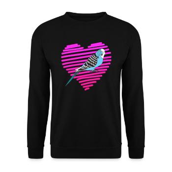 Piepmatz I love Budgies Wellensittich Vogelhalter - Unisex Pullover - Schwarz - Vorne - Alina (178cm) & Michal (187cm)