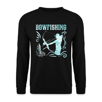 Bogenfischen Bowfishing Bogenjäger Fischjagd - Unisex Pullover - Schwarz - Vorne - Alina (178cm) & Michal (187cm)
