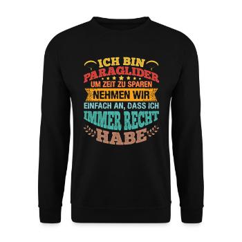 Gleitschirmflieger Ich bin Paraglider Pilot - Unisex Pullover - Schwarz - Vorne - Alina (178cm) & Michal (187cm)