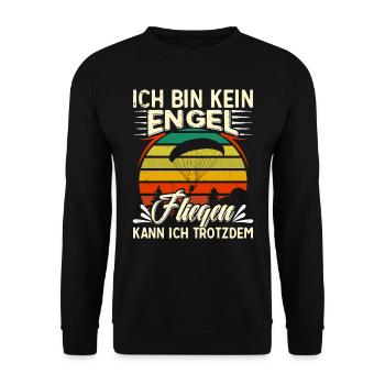 Paraglider Girl Kein Engel Fliegen kann ich - Unisex Pullover - Schwarz - Vorne - Alina (178cm) & Michal (187cm)
