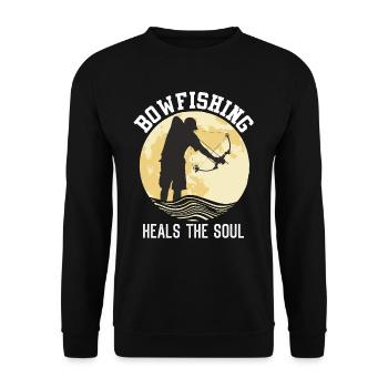 Bowfishing Heals the Soul Bogenfischen - Unisex Pullover - Schwarz - Vorne - Alina (178cm) & Michal (187cm)