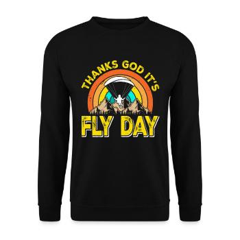 Paragliding Thanks God it's Fly Day Mountaineering - Unisex Sweatshirt - black - Front - Alina (178cm) & Michal (187cm)