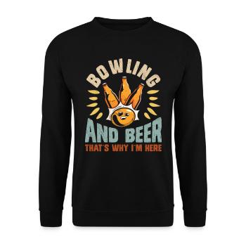 Bowling und Bier Darum bin ich hier Bowler - Unisex Pullover - Schwarz - Vorne - Alina (178cm) & Michal (187cm)