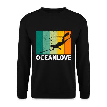 Speerfischen Ozean Liebe Speerfischer Fischjagd - Unisex Pullover - Schwarz - Vorne - Alina (178cm) & Michal (187cm)