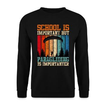 Gleitschirmfliegen School is Important Paragliding - Unisex Sweatshirt - black - Front - Alina (178cm) & Michal (187cm)