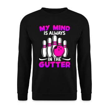 Bowling Funny My Mind is Always in Gutter - Unisex Sweatshirt - black - Front - Alina (178cm) & Michal (187cm)