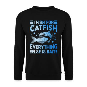 Waller Hobby Angler I fish for Catfish Wels Angeln - Unisex Pullover - Schwarz - Vorne - Alina (178cm) & Michal (187cm)