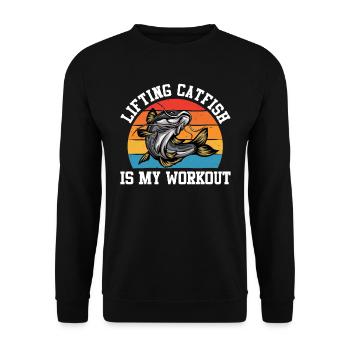 Noodler Lifting Catfish is my Workout Flathead - Unisex Sweatshirt - black - Front - Alina (178cm) & Michal (187cm)