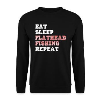Waller Angler Eat Sleep Flathead Fishing Repeat - Unisex Sweatshirt - black - Front - Alina (178cm) & Michal (187cm)