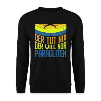 Paraglider Der tut Nix der will nur Paragliten - Unisex Pullover - Schwarz - Vorne - Alina (178cm) & Michal (187cm)