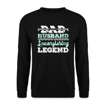 Fischjagd Dad Husband Spearfishing Legend Papa - Unisex Pullover - Schwarz - Vorne - Alina (178cm) & Michal (187cm)