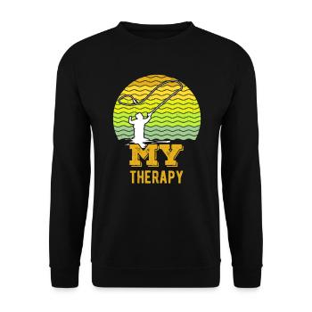 Fliegenfischen My Therapy Fischjagd Angler - Unisex Pullover - Schwarz - Vorne - Alina (178cm) & Michal (187cm)