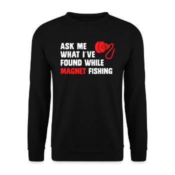 Magnetangler Frag was ich beim Magnetfischen fand - Unisex Pullover - Schwarz - Vorne - Alina (178cm) & Michal (187cm)