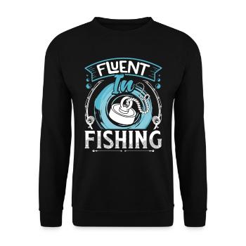 Magnetfischer Fluent in Magnet Fishing Schatzsuche - Unisex Pullover - Schwarz - Vorne - Alina (178cm) & Michal (187cm)