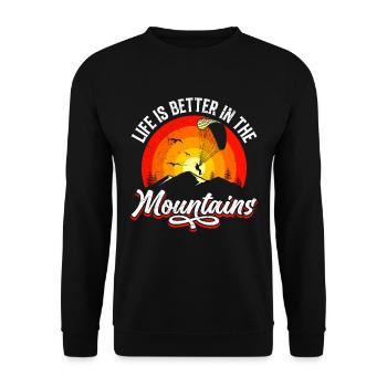 Paraglider Life is Better in the Mountain - Unisex Sweatshirt - black - Front - Alina (178cm) & Michal (187cm)