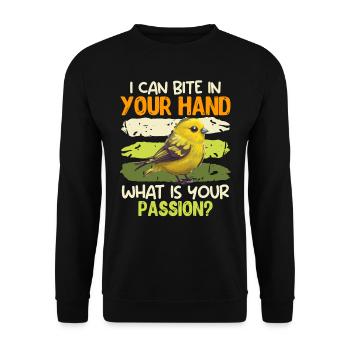 Canaries je peux mordre dans ta passion de la main - Sweat-shirt Unisexe - noir - Devant - Alina (178cm) & Michal (187cm)