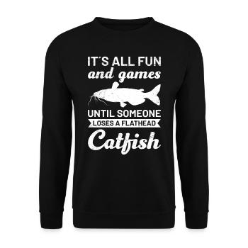 Pêcher tout le plaisir et les jeux jusqu’à perdre le poisson-chat - Sweat-shirt Unisexe - noir - Devant - Alina (178cm) & Michal (187cm)
