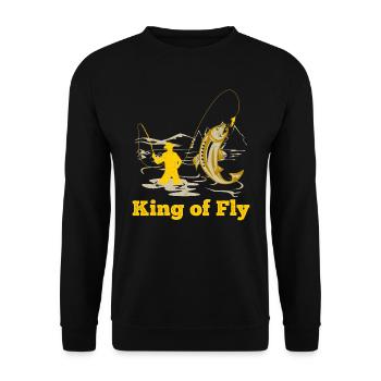 Fly Angler King of Fly fishing Fly Fishing - Sweat-shirt Unisexe - noir - Devant - Alina (178cm) & Michal (187cm)