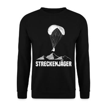 Streckenflug Streckenjäger Paragliding Shirt - Unisex Pullover - Schwarz - Vorne - Alina (178cm) & Michal (187cm)