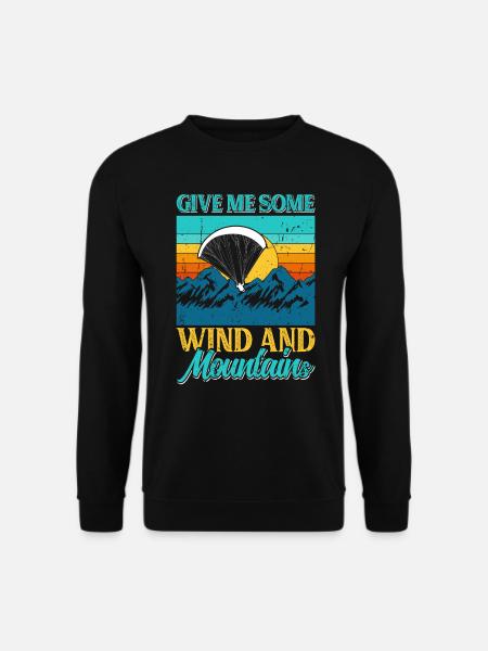 Thermik Gleitschirmflug Give me Wind and Mountains - Unisex Pullover - Schwarz