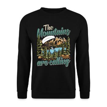 Mountaineering The Mountains are Calling - Unisex Sweatshirt - black - Front - Alina (178cm) & Michal (187cm)