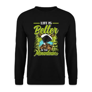 Paraglider Life is Better in the Mountains - Unisex Sweatshirt - black - Front - Alina (178cm) & Michal (187cm)