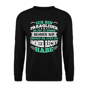 Gleitschirmflieger Ich bin Paraglider Pilot - Unisex Pullover - Schwarz - Vorne - Alina (178cm) & Michal (187cm)